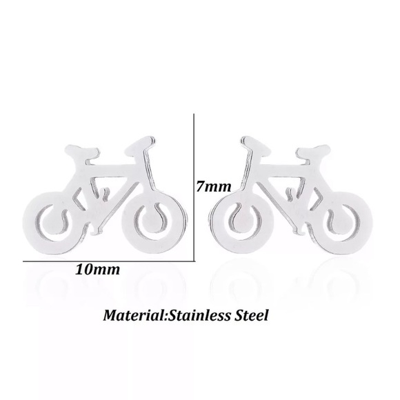 Stainless Steel Bicycle 🚲 Stud Earrings - Picture 2 of 3